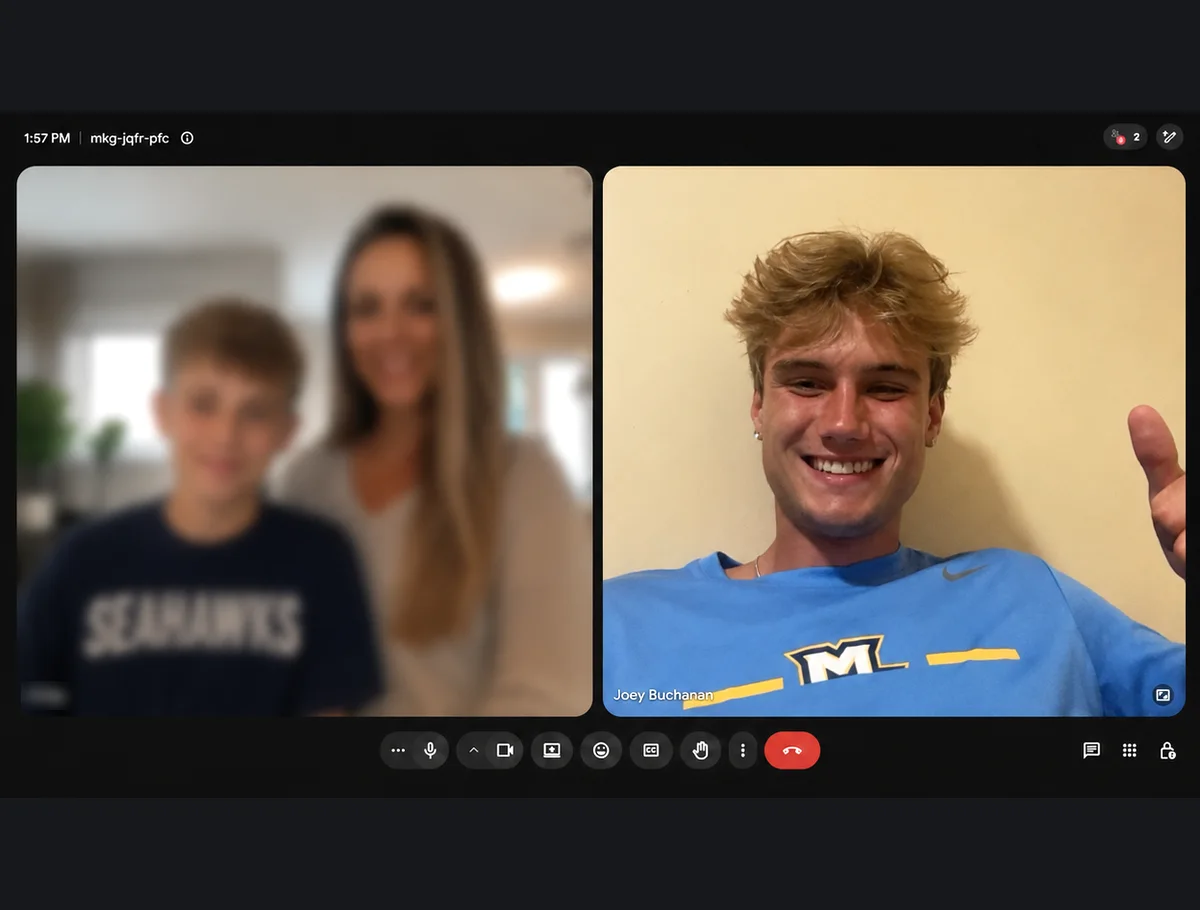 A video call between a parent and player and an NCAA Division One athlete.